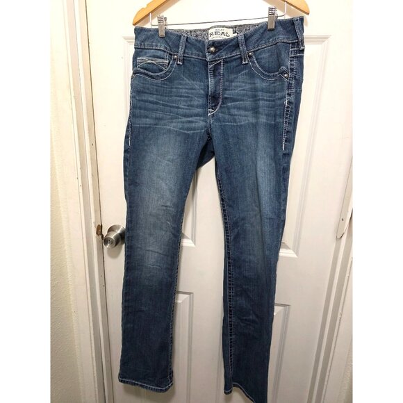 Ariat Women's Blue Denim Bootcut Jeans Size 32LWith Embroidered Back Pockets - Picture 2 of 10